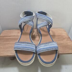 Lucky Brand Espadrille Wedge Sandals 9M Blue Strappy Platform Size 40